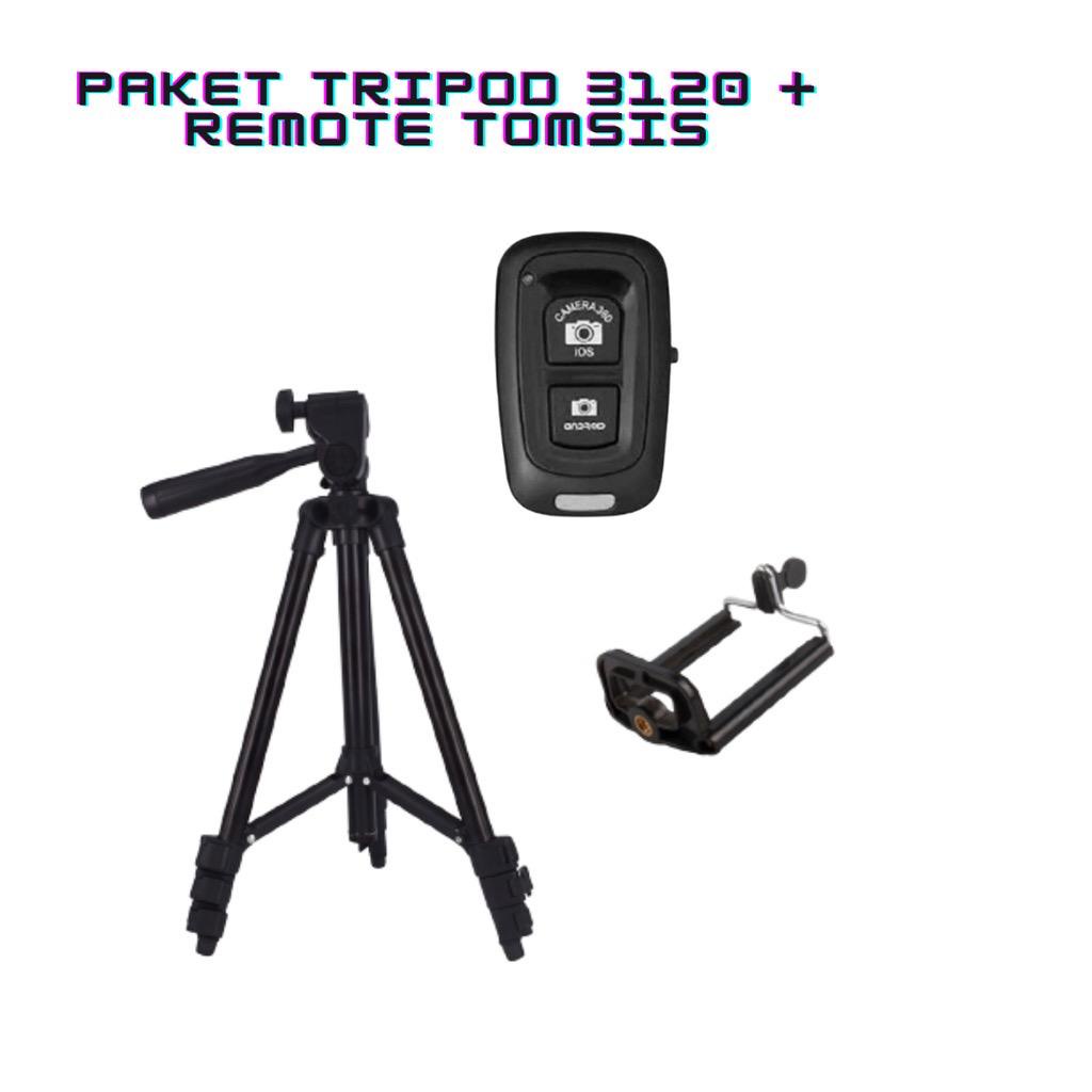 [PAKET] TRIPOD 3120 + REMOTE TOMSIS / TRIPOD 1 METER FREE HOLDER U DAN REMOTE