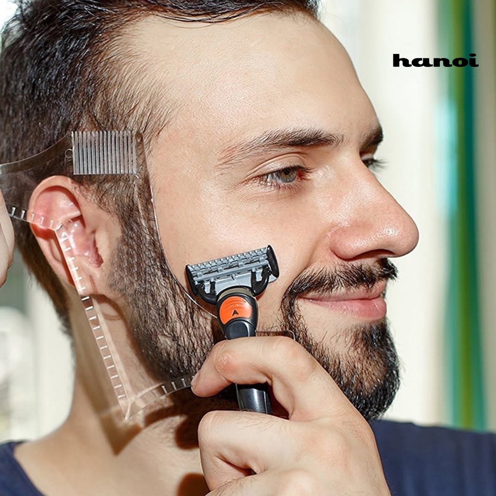 HQTM_Beard Shaping Template Stencil Comb Hair Shaper Men Shave Grooming Styling Tool