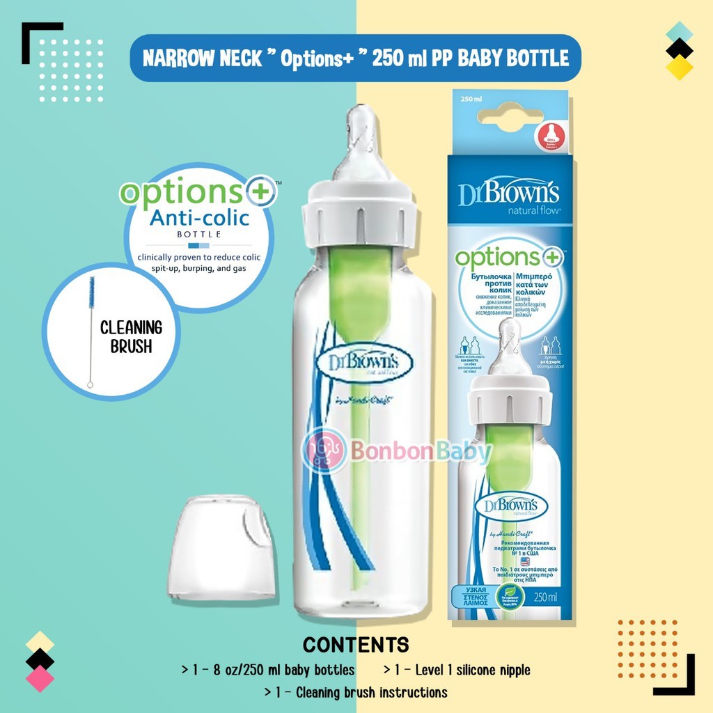 Dr Brown's Bottle Standard Option+ 250ml (  81005 ) / botol susu bayi