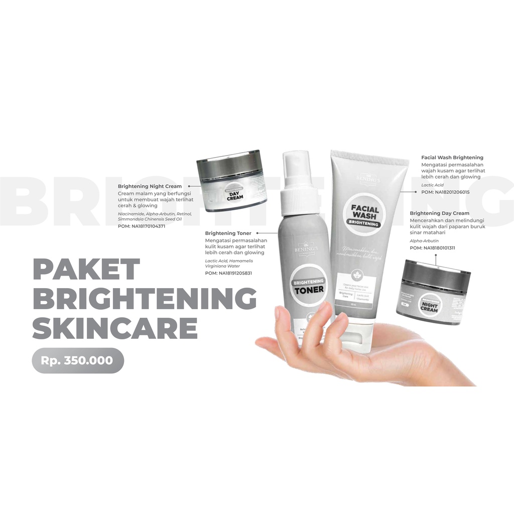 Bening Skincare Dr Oky Pratama Paket Brightening Terbaik (Free Gift) Benings Skincare - Benings Clinic Paket Pencerah-Paket Brightening