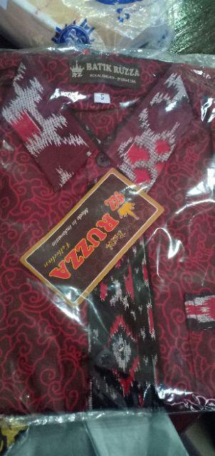 Ruzza Batik Anak Ukuran 0-15 Tahun Kemeja Motif Sekar Jagad Sogan Coklat Baju Laki-laki