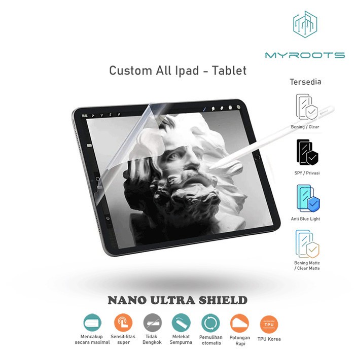 Anti Gores Jelly Hydrogel Samsung Tablet S7 FE S7 S7+ S6 S6 LITE 5G Nano Ultra Shield Myroots Anti Spy - Glare Matte - Blue Ray