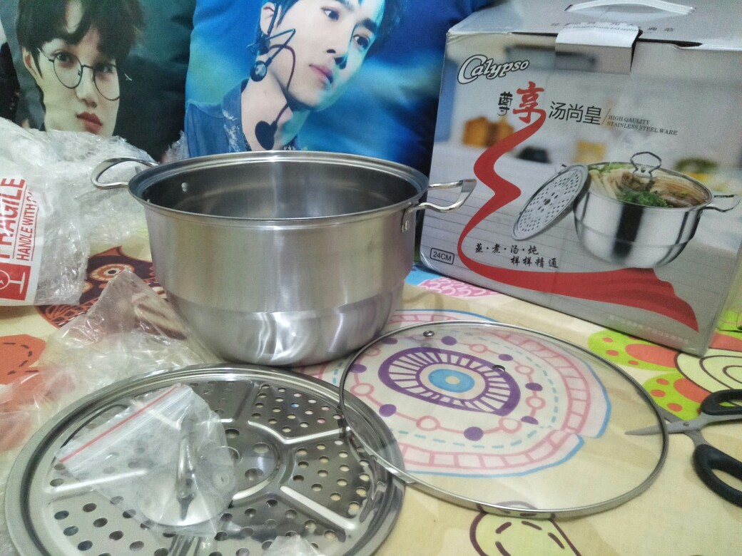 Panci Kukus Tutup Kaca Kecil Stainless Murah / Panci Kukusan Tutup Kaca Stainless Stell 24 Cm