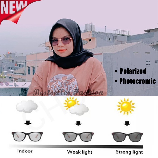 Ready Stock Terbaru Kacamata Polarized Photocromic/Kacamata Anti Silau/Kacamata Anti UV Fashion Pria dan Wanita High Premium Qualilty