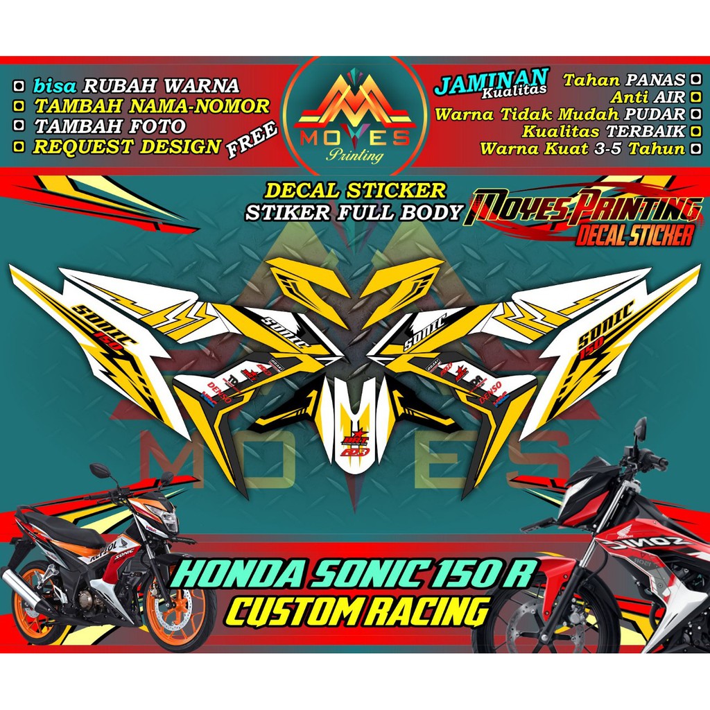 Decal stiker full body motor sonic decal stiker motor honda sonic full body costum motif road race