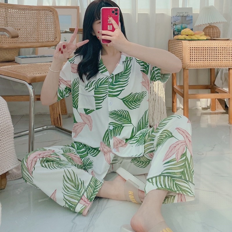 JC- PIYAMA SET Import CP / Piyama wanita Import terbaru / Piyama Import Korean Style-Bohemian leaf CP