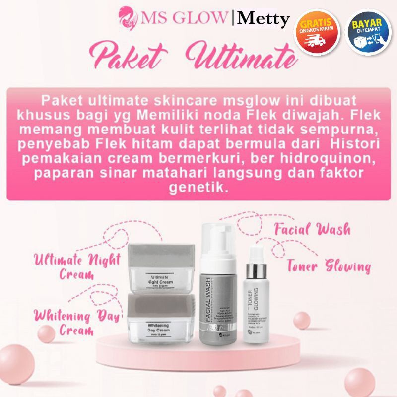 Ms Glow Original Paket Acne / Whitening / Ultimate / Luminous Seller Resmi Skincare BPOM Perawatan Pemutih Wajah Skin Care Manfaat Flek Noda Kusam Kerutan Jerawat Bruntusan Berminyak Cerah Glowing msglow Padang-4
