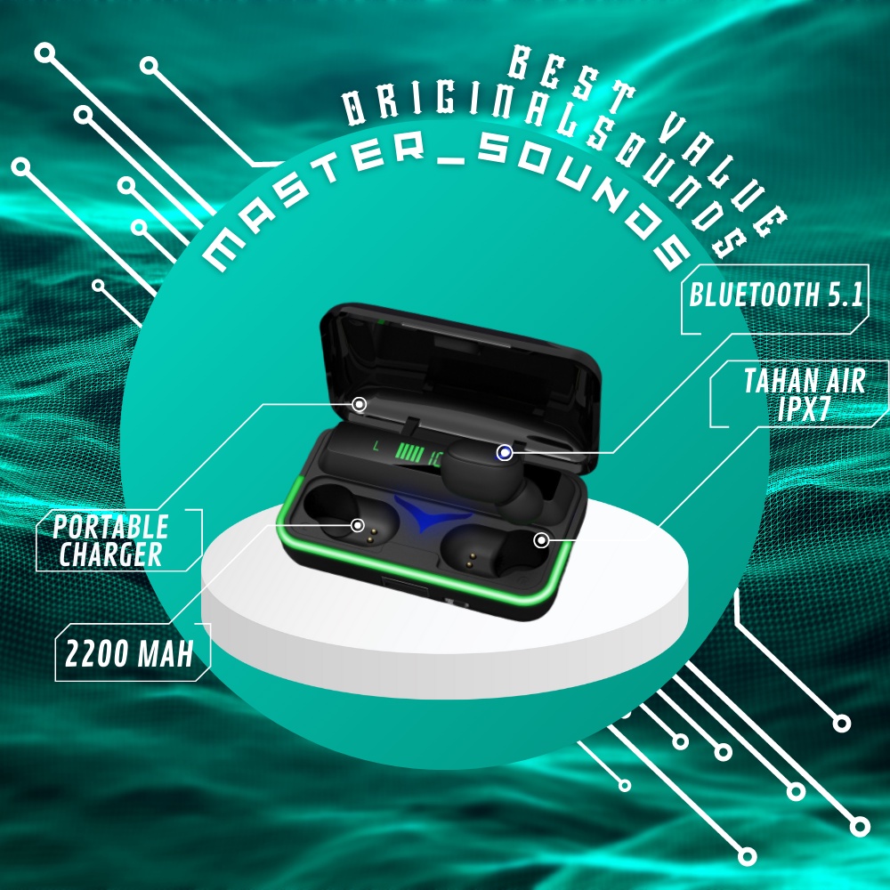 Headset Airbuds Earphone Bluetooth 5.1 2200 mAH Power Bank Waterproof  Low Latency Gaming Wireless E