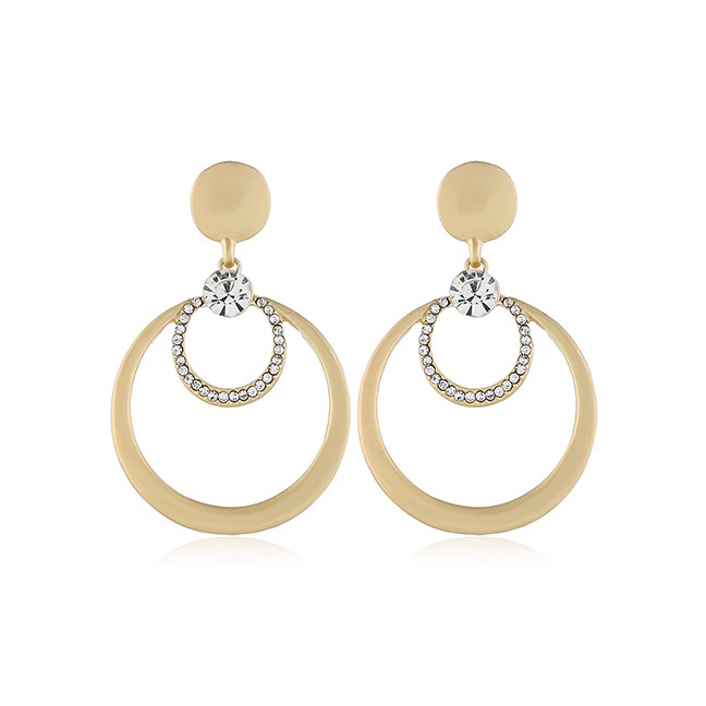 LRC Anting Tusuk Fashion Double Circle Earrings F40656