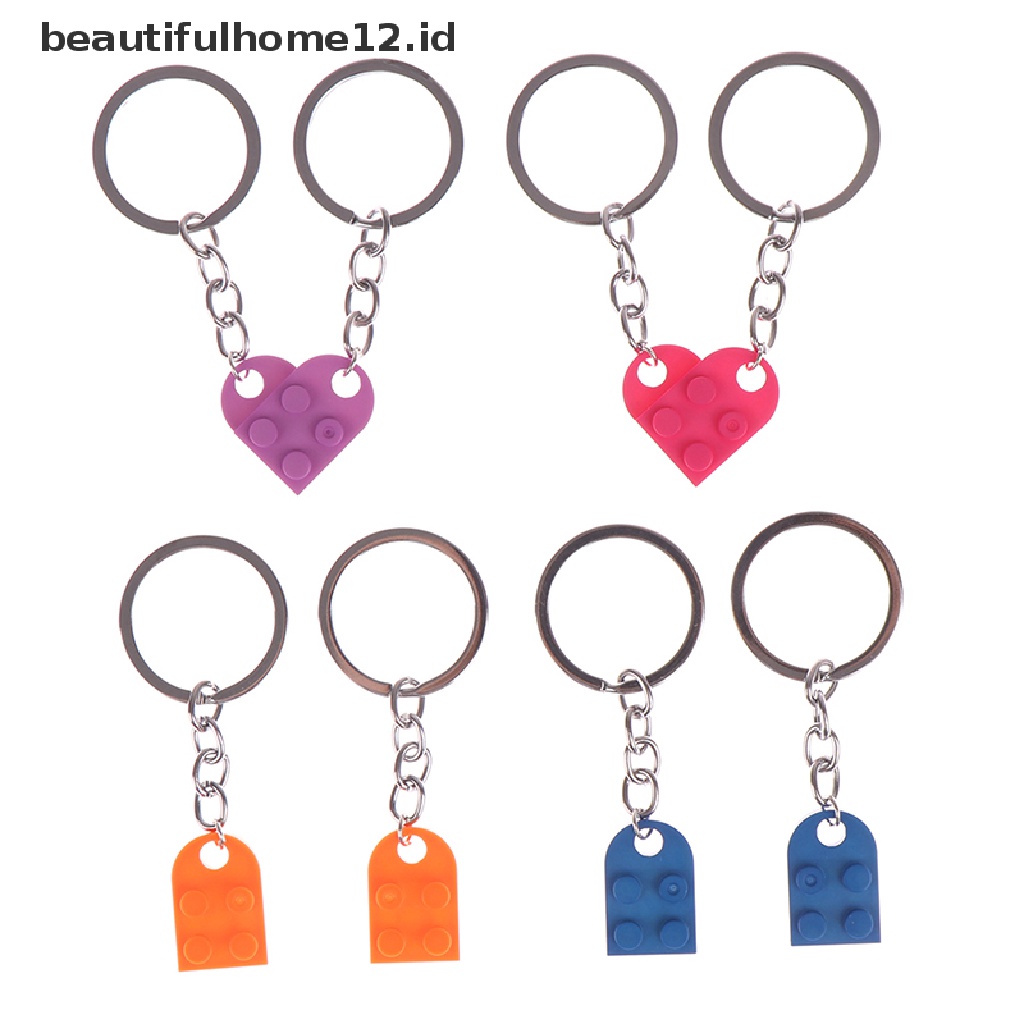 【beautifulhome12.id】 2Pcs Cute Love Heart Brick Keychain For Couples Friendship Birthday Jewelry Gift .