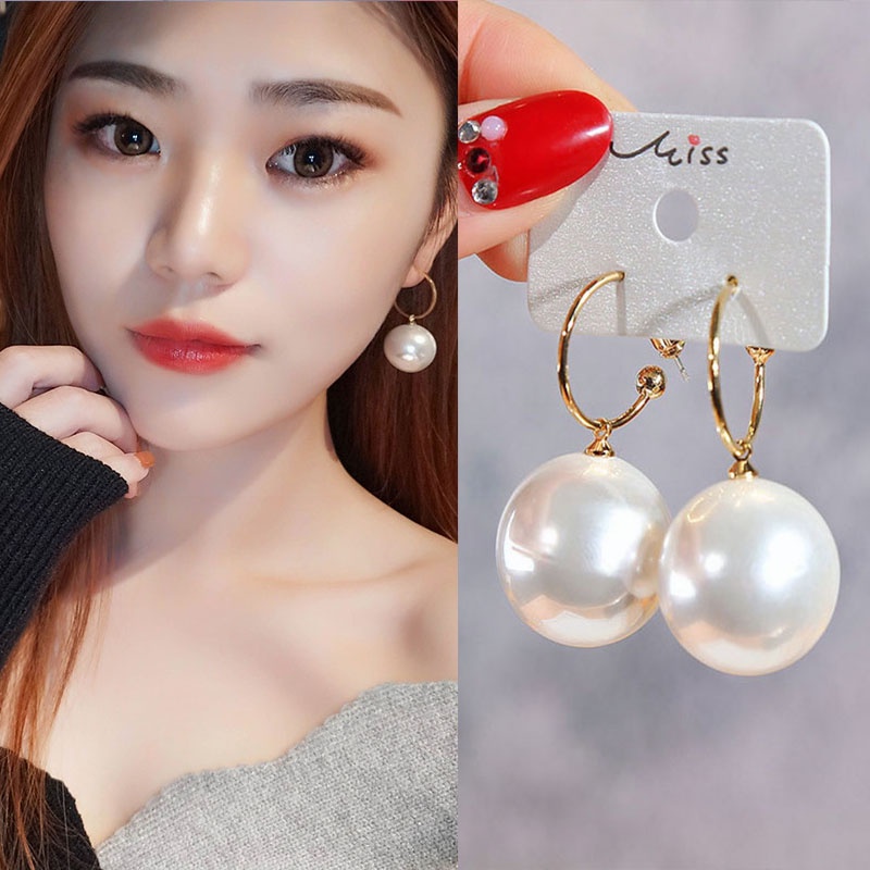 Anting Tusuk Mutiara Putih Lucu Kualitas Tinggi Untuk Wanita