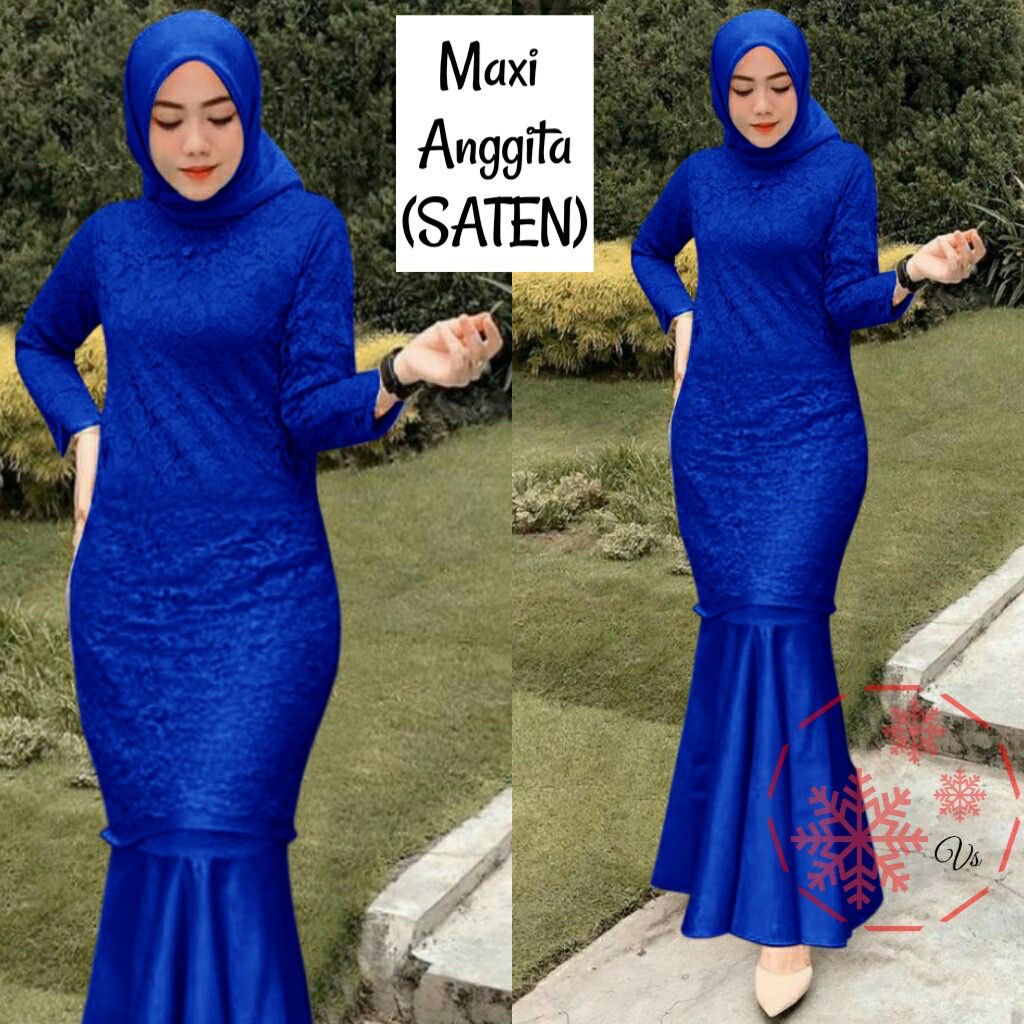 Anggita Gamis Pesta Brukat Tile/ Gamis Terbaru Seragam Remaja Dewasa Wanita Muslim