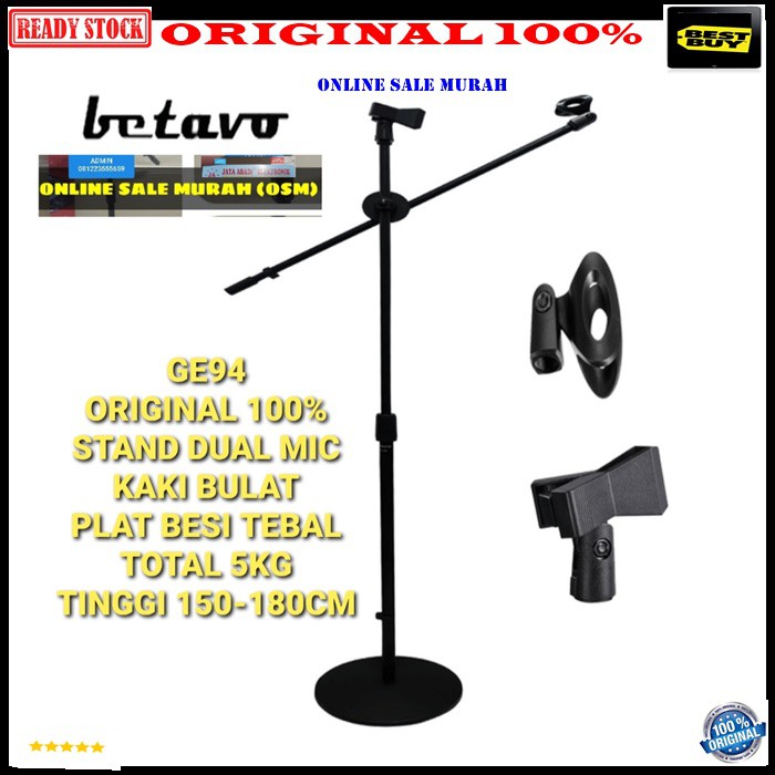 G94 Original 100% stand mic tiang mik kaki bulat plat besi tripod holder microphone tempat mikrophone gantungan karaoke BUNDAR gantungan pegangang studio audio sound system profesional pro G94   STAND MIC KAKI BULAT PLAT BESI  BISA SEGALA JENIS MIC  BERAT