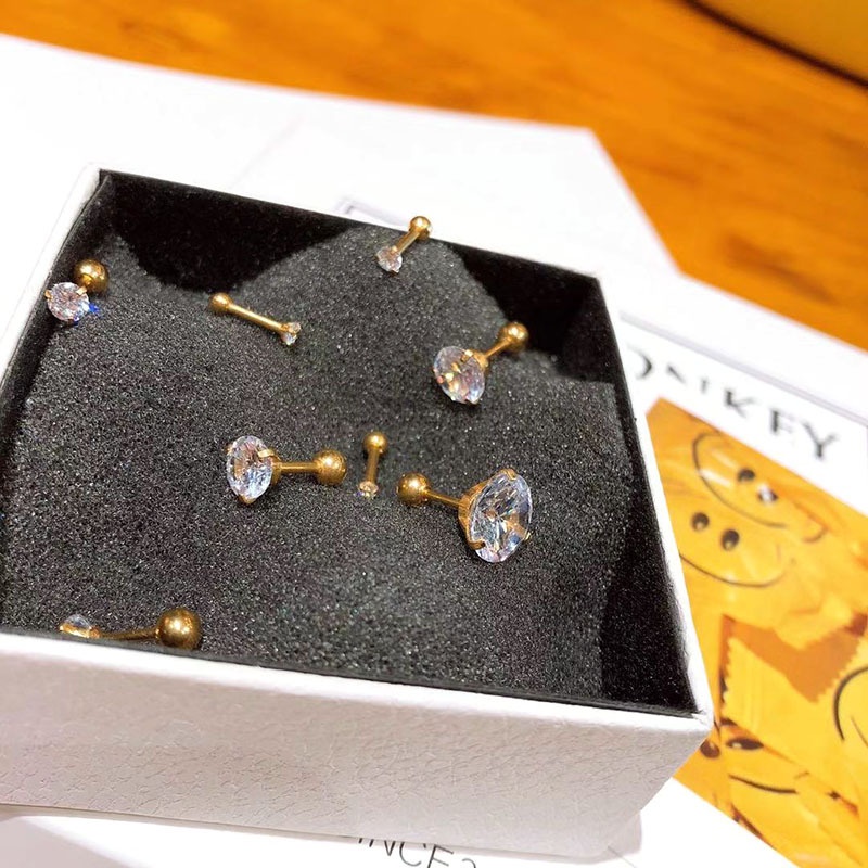 {Ready Stock}❤️‍1Pcs Mini Anting Stainless Anti karat Anti alergi Steel Two Penggunaan Tulang Rawan Tragus Mode Kristal Anting Zirkon