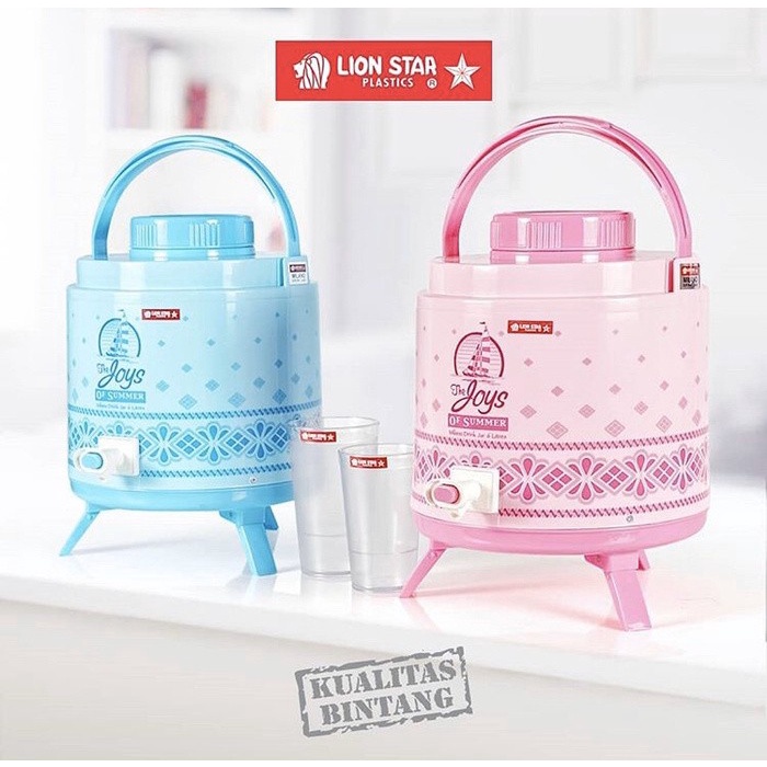 Tempat Air Minum Milano 8 Liter Drink Jar Panas Dingin Lion Star Plastik Ember Air Keran Kran