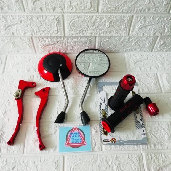 Spion Bulat Tangkai Crome + Handle Rem Variasi + Handgrip + Jalu Stang - Fazzio 125. Fino 125, Mio G