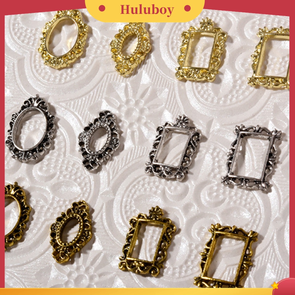 Huluboy Huluboy♡ 5pcs / Pak Ornamen Ukiran Hollow 3D Bahan Alloy Gaya Vintage Untuk Dekorasi Nail Art