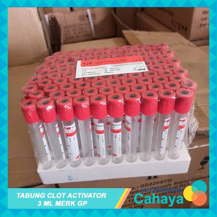 Tabung Clot Activator 3ml Plastik Merk GP | Vacutainer PET Tube 3ml
