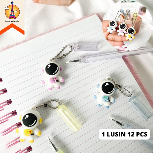 Pulpen Gantungan Mainan Astronot Astronaut Selusin 1 Lusin 12 Pcs Pen Gel Gantungan Astronot Angkasa