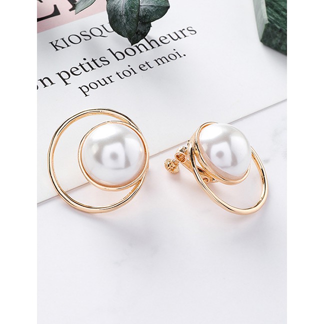 LRC Anting Tusuk dan jepit Fashion White Decorated F0702X