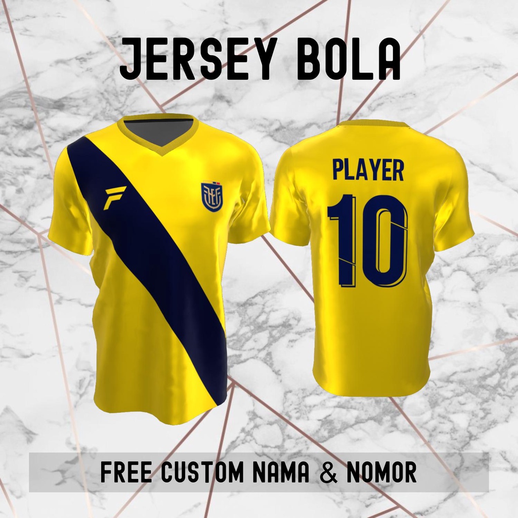 Jersey Ekuador Timnas Negara Bola Baju Kaos Custom Nama dan Nomor Punggung - 57