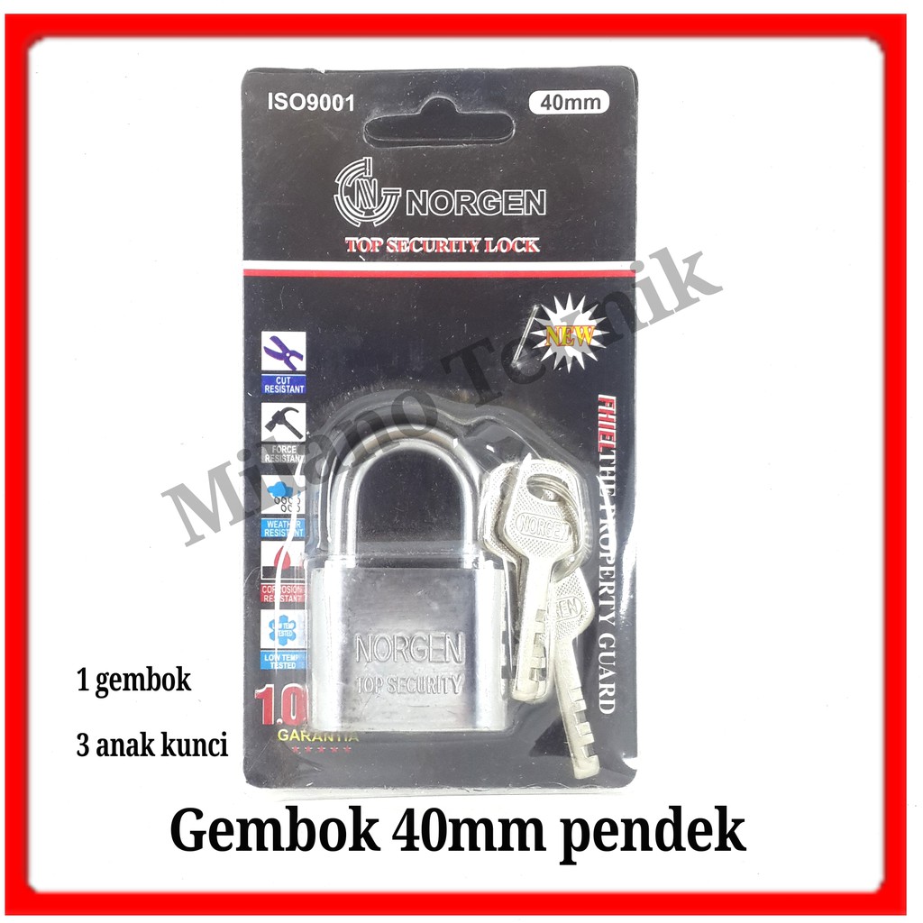 Gembok 40mm pendek pengaman kunci Iron padlock