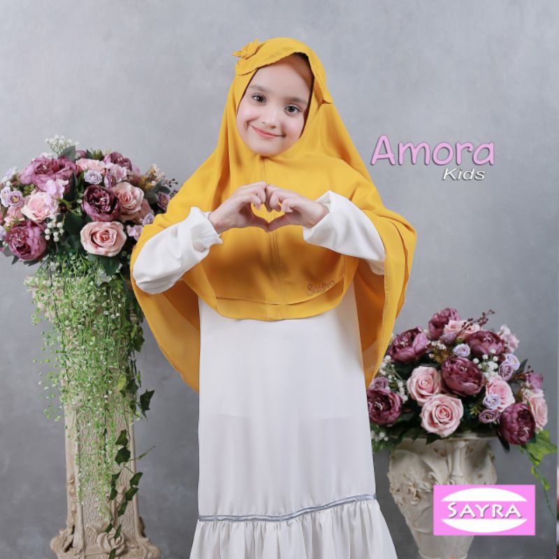 hijab Amora kids terbaru dengan design syar'i plus ped topi unyu banget ori Sayra