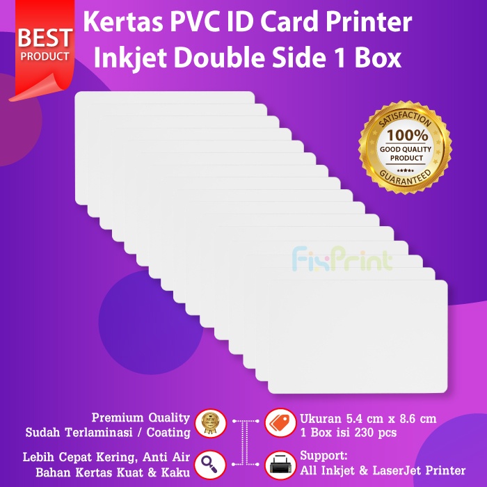 PVC ID Card White 8.6 x 5.4 cm PVC Kertas Instant Tray ID L800 L805 230 Lembar &amp; 100 Lembar