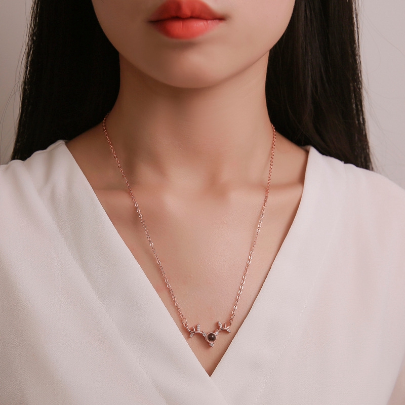 Kalung tanduk 100 bahasa I love you projection necklace Seekor rusa memiliki Anda