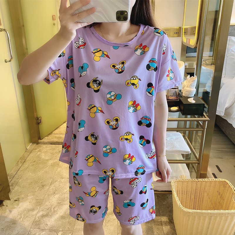 Victoria Pakaian Wanita Baju Tidur Wanita Piyama Lengan Pendek Import Motif Kartun Fit to XXL 4019 -2