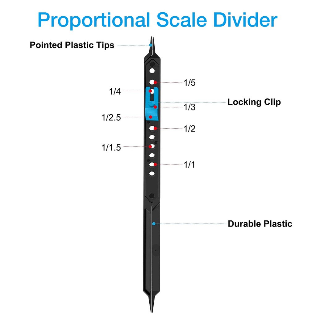 ELEGANT 10 Inches Scale Divider Artists Compass Ruler Caliper Drawing Architect Multifunction Adjustable Proportional Drafting Tool/Multicolor