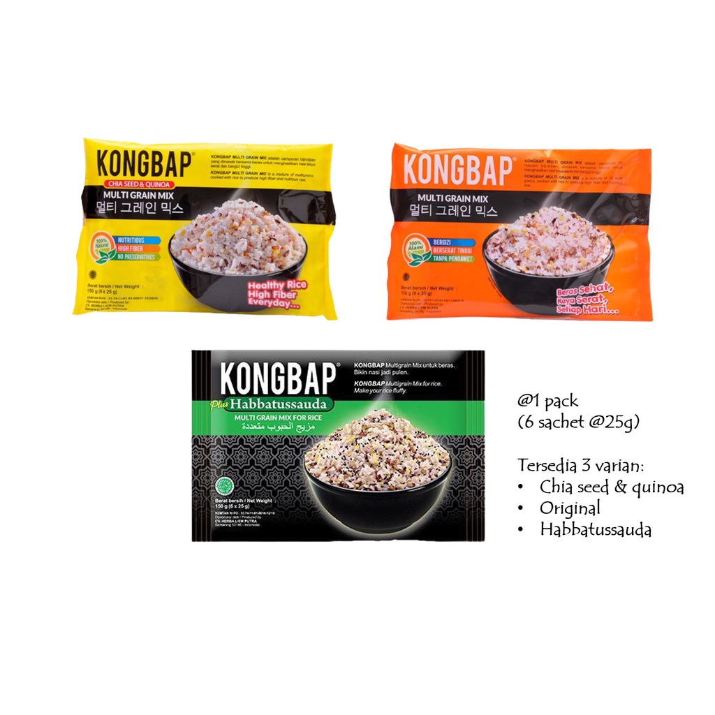 

Kongbap Multi Grain Mix untuk beras (6s x @25g) - 1pcs isi 6sachet