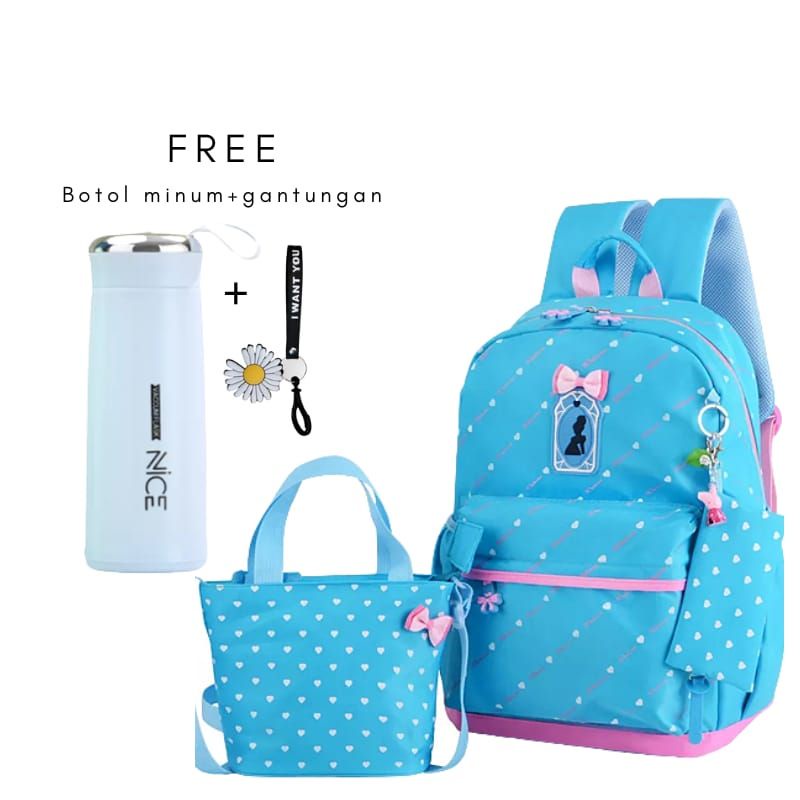 (COD)Tas Ranse Princes 3in1 Tas Sekolah Anak Wanita Tas Fashion Korea