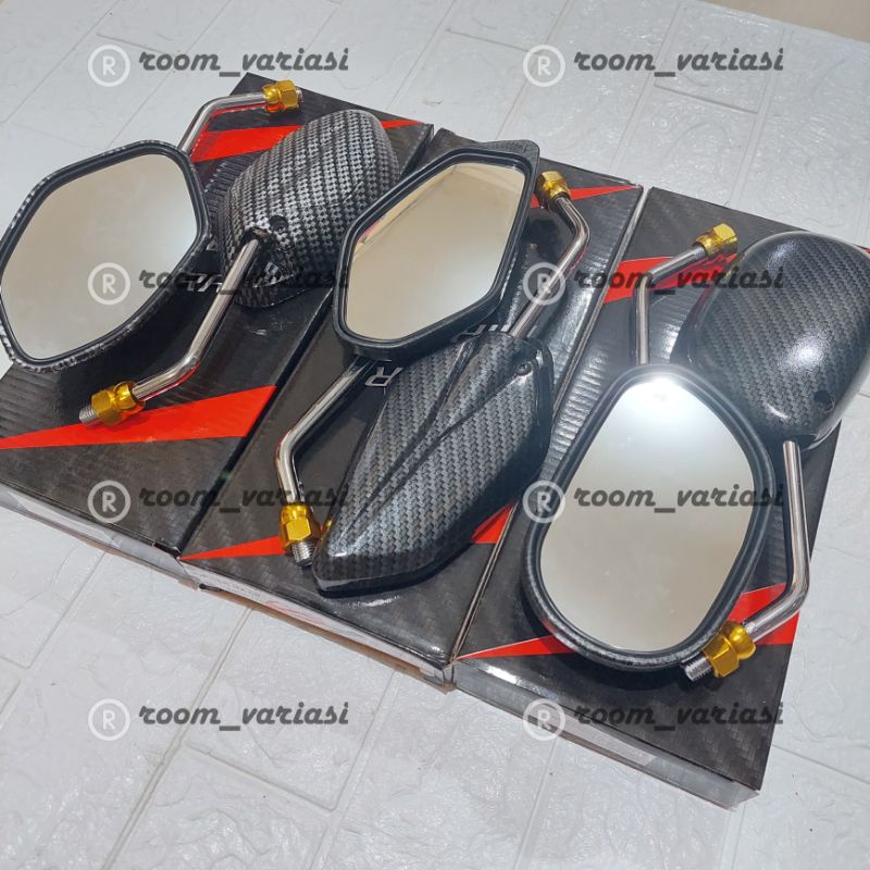 SPION CARBON TANGKAI CHROME MODEL MIO BEAT JUPITER MX IMPORT