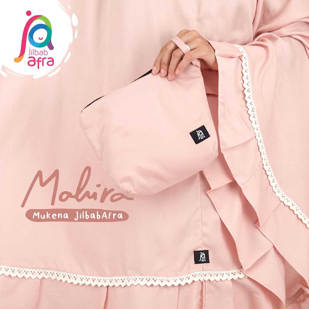 Mukena Polos Dewasa Merek Afra (Arfa) Mahira - Creamy Peach - Bahan Katun Rayon HQ