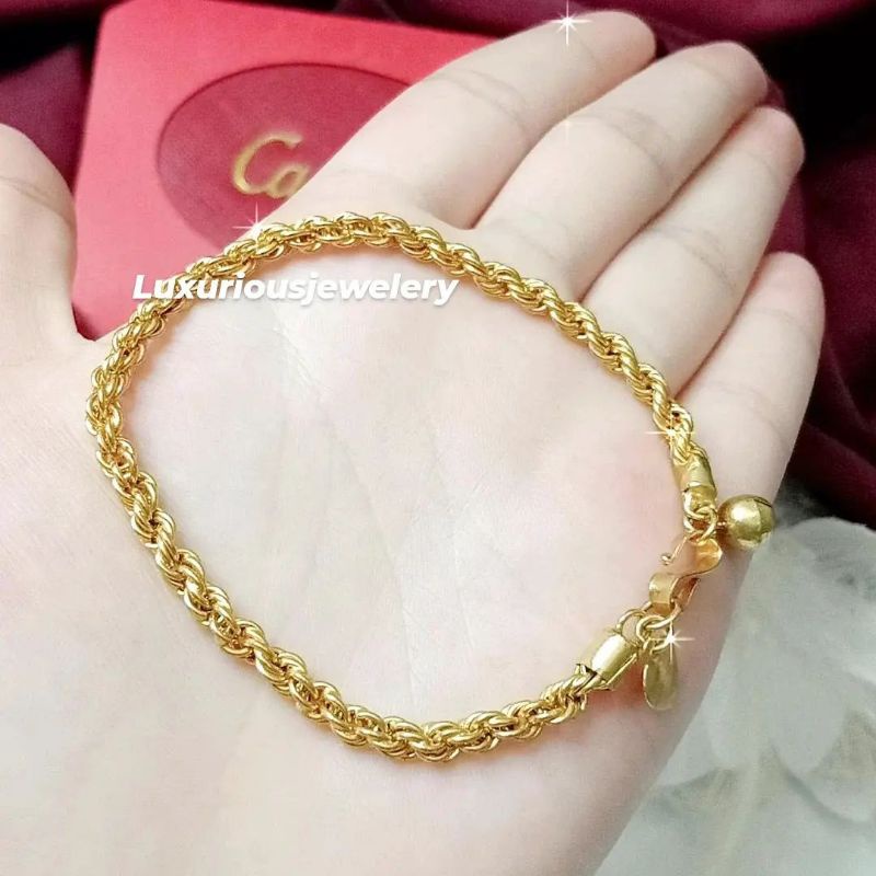 Kalung tambang ulir emas Penang berlapis emas