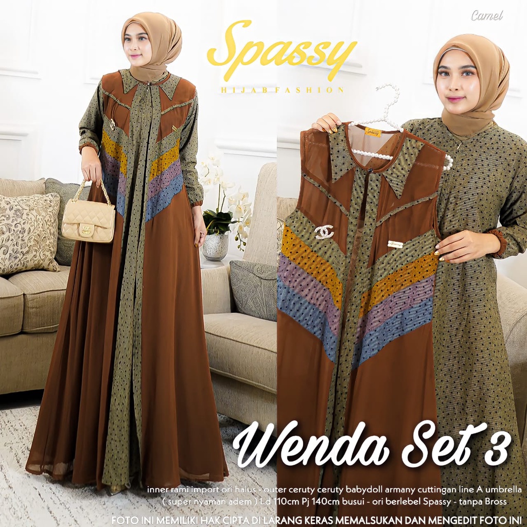 Dress Wenda 3 by Spassy Hijab ORI / Gamis premium remaja kekinian murah