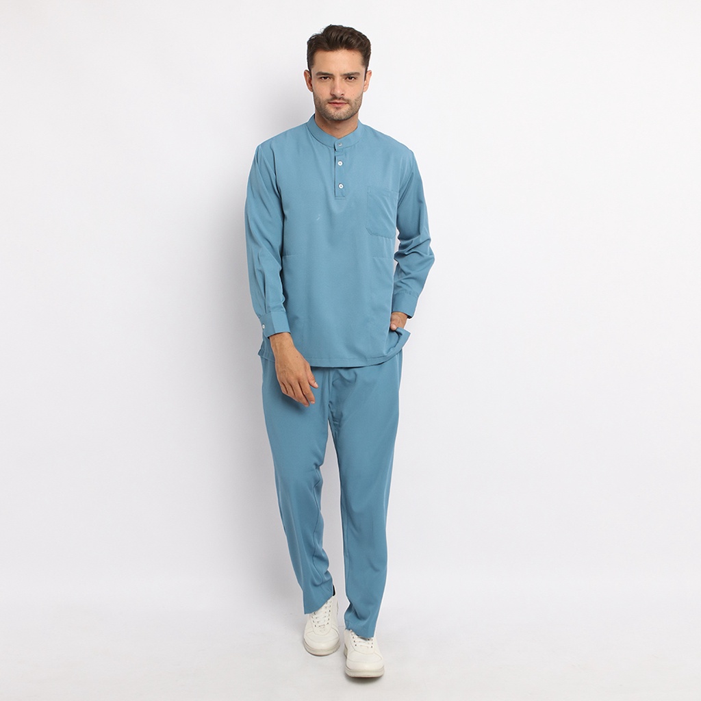 Baju Jaga MLS - SKY BLUE Scrubs on Call Stretchy Lengan Panjang