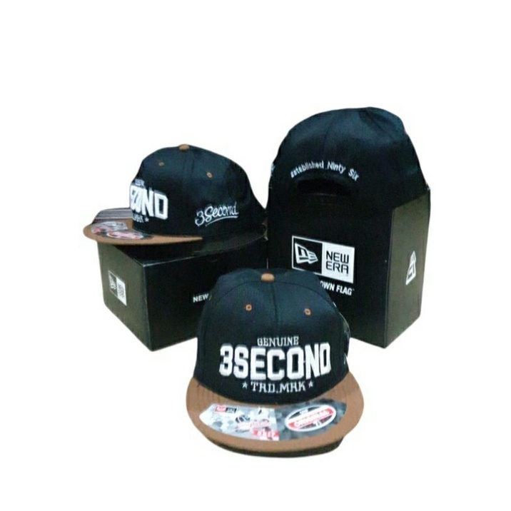 TOPI SNAPBACK 3 SECOND BLACK BROWN