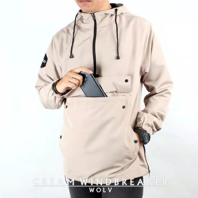 JAKET PARASUT PRIA CAGOULE Taslan WOLV Murah