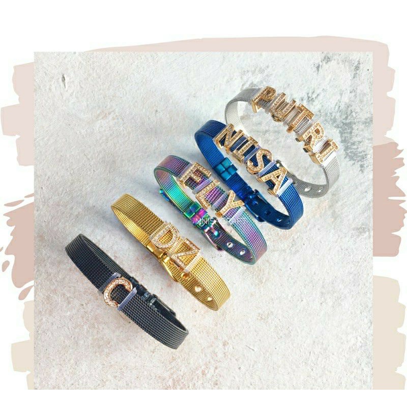 Fourfashion Gelang Jam Pasir Dan Charm Huruf Gold Xuping 9 Pilihan Warna Jam