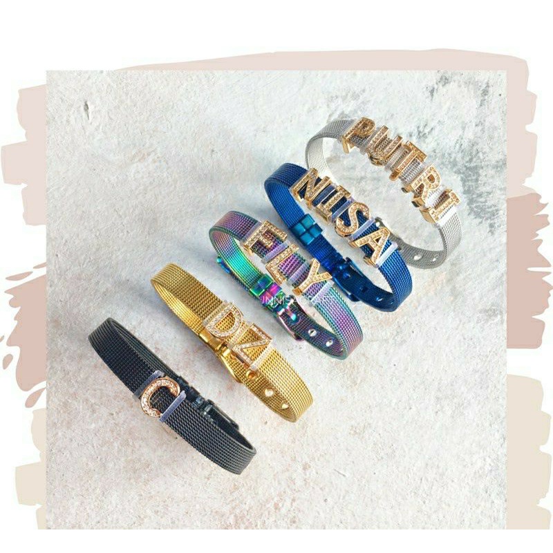 Fourfashion Gelang Jam Pasir Dan Charm Huruf Gold Xuping 9 Pilihan Warna Jam