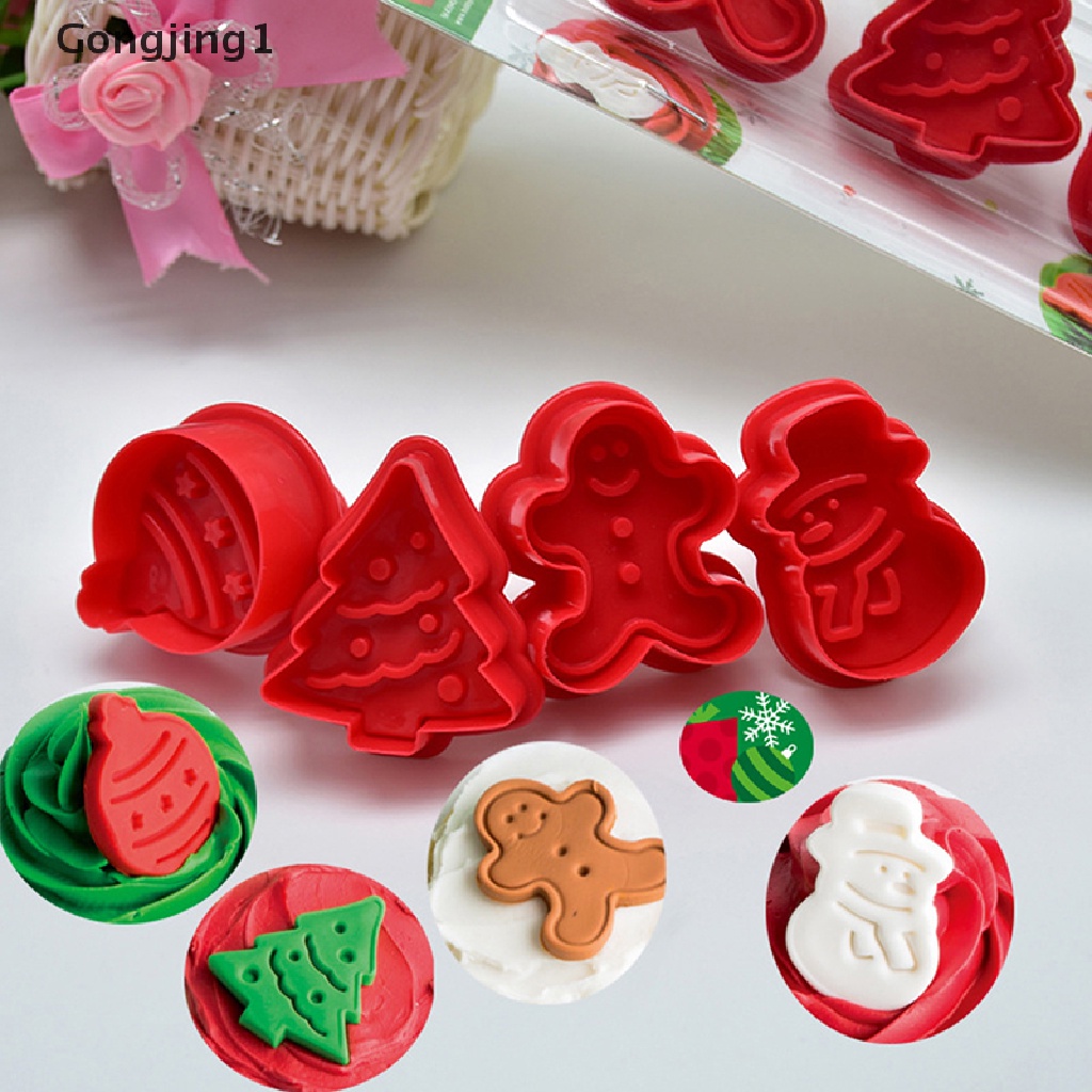 Gongjing1 4pcs / set Cetakan Kue / Biskuit / Cookies 3d diy