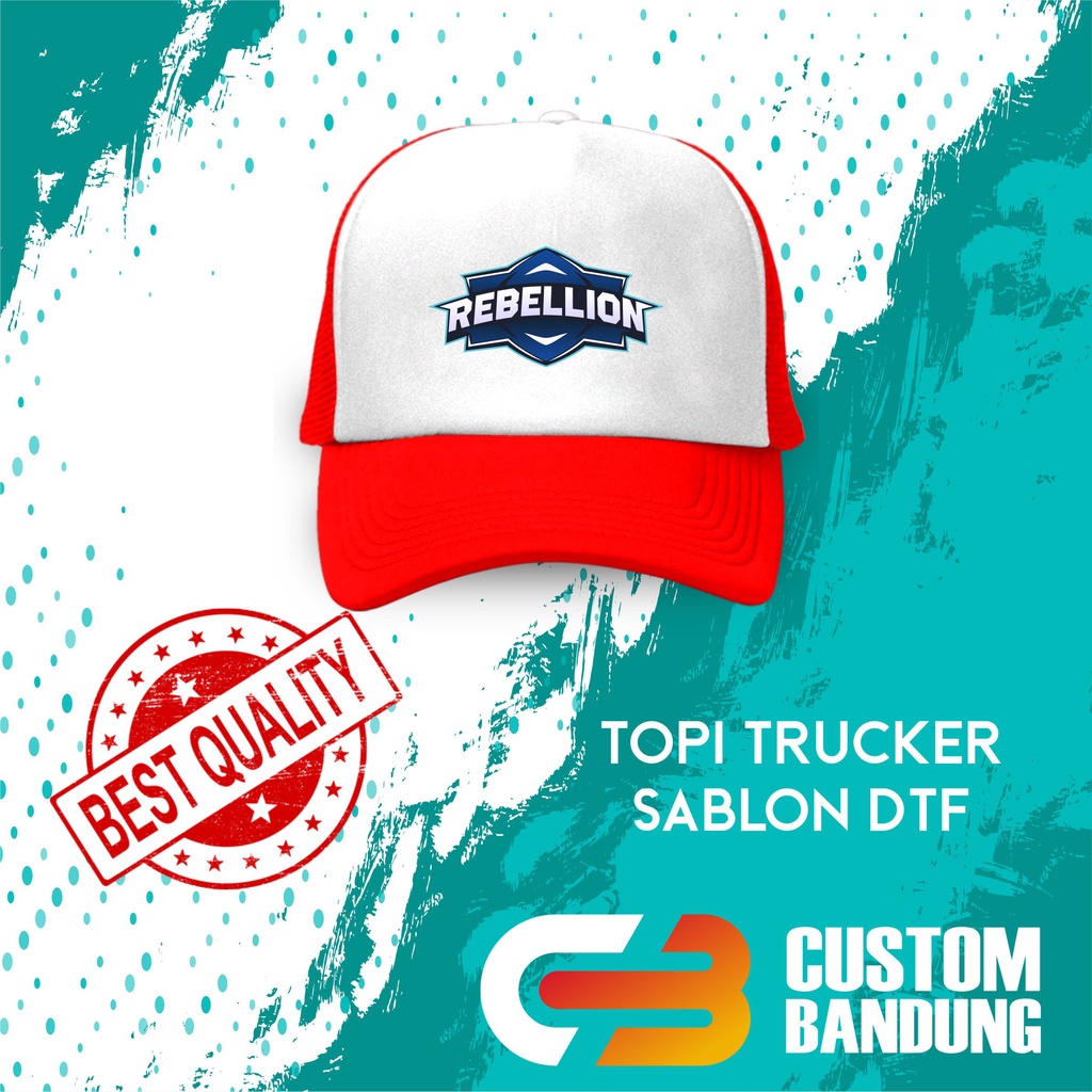 Topi Trucker REBELLION ZION  Pria Wanita Topi Jaring Aura Jala Trucker Cap Bisa Tulis Nama Bisa COD Original High Premium Quality