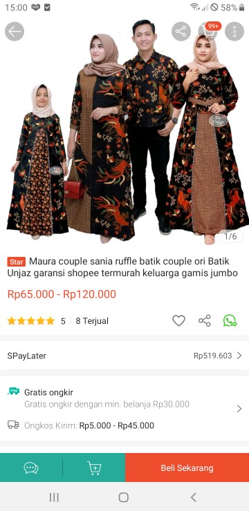 Maura Couple Sania Ruffle Batik Couple Ori Batik Unjaz Garansi Shopee Termurah Keluarga Gamis Jumbo