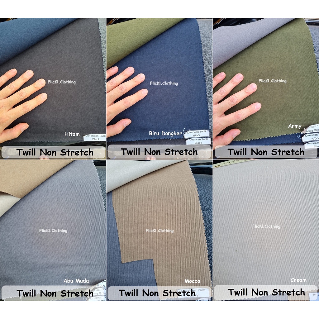 Bahan Kain Twill Non Stretch Twill 2010 Tidak Melar Katun Chino Non Stretch 20-10 Topi Bratatex