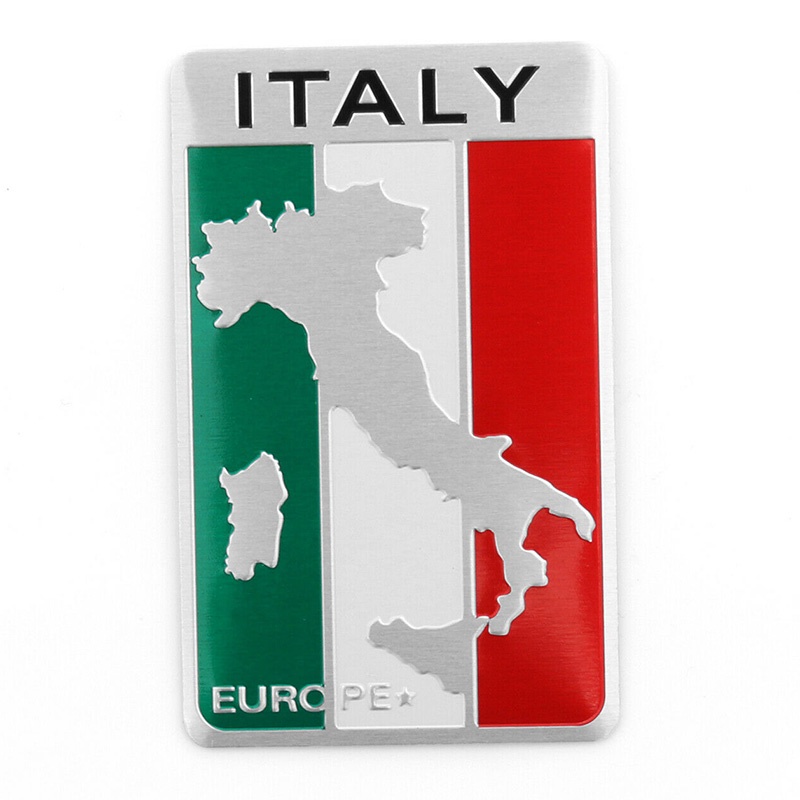 {LUCKID}Aluminum 3D Metal ITALY Italian Flag Sticker Emblem Badge Decal Car Decorate