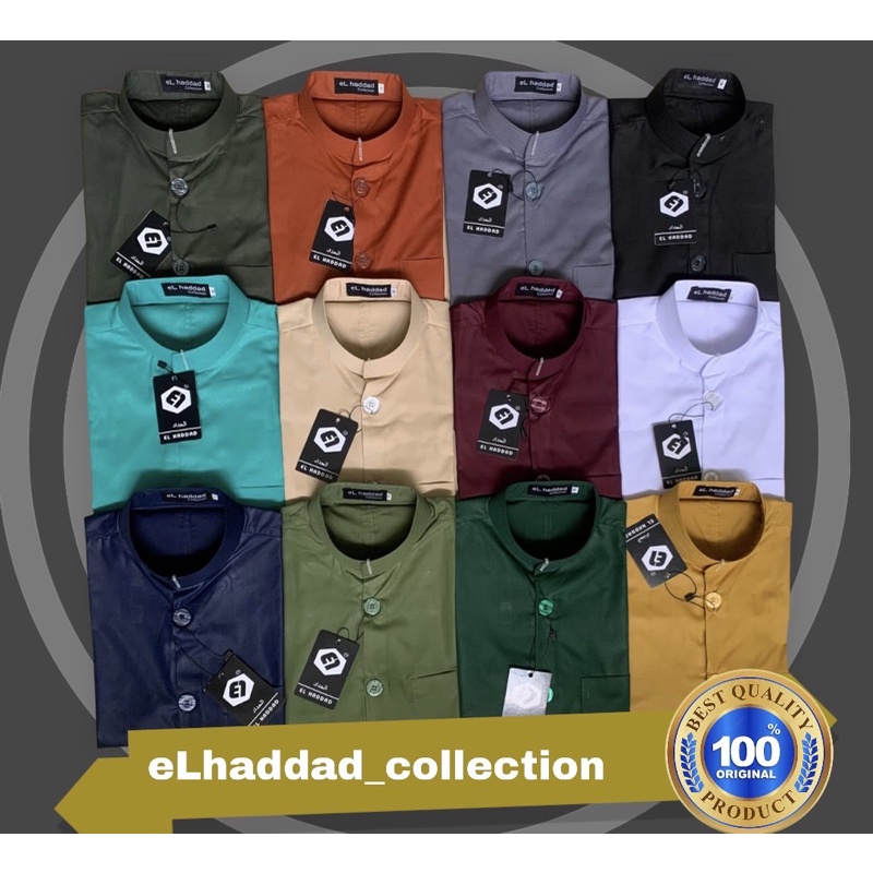Baju Koko Pria Dewasa Haibah Lengan Panjang Modern Merk ELhaddad