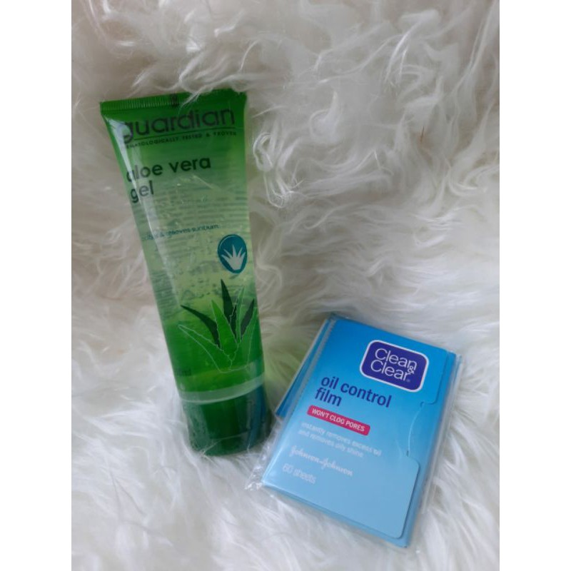 Jual Guardian Aloe Vera Gel 100ml dan Clean & Clear Oil Control Film 60