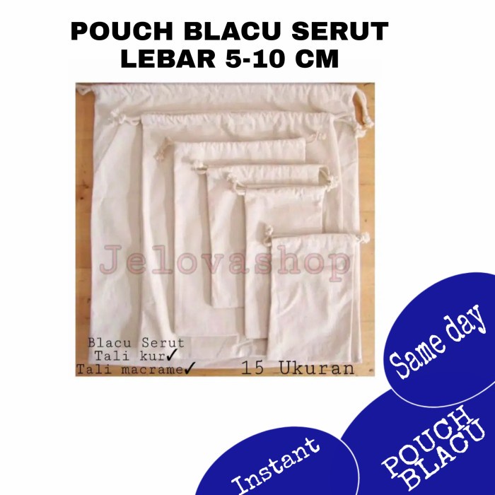 

NEW POUCH SERUT BLACU PREMIUM ( Lebar 5-10 cm) - 8*10, katun gepeng